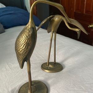 Pair of vintage brass cranes
